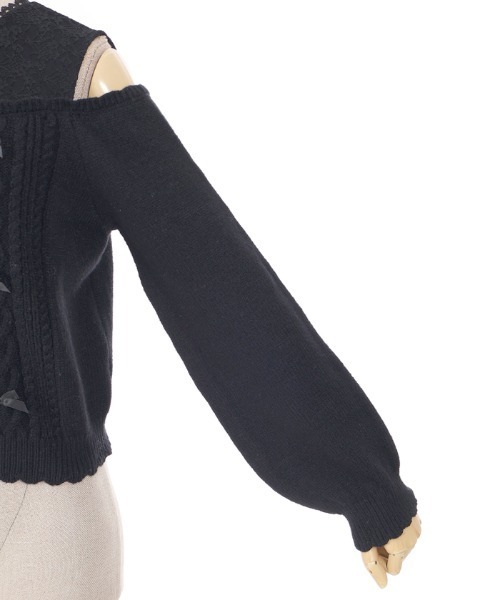 axes femme POETIQUE（アクシーズファムポエティック）の「メニーリボン肩あきニットＰＯ（ニット/セーター・レディース・ブラック/ピンク/キナリ・MEDIUM）」の14枚目の写真