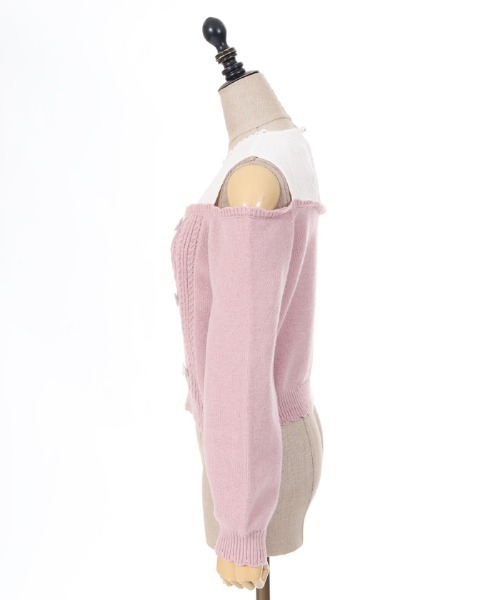 axes femme POETIQUE（アクシーズファムポエティック）の「メニーリボン肩あきニットＰＯ（ニット/セーター・レディース・ブラック/ピンク/キナリ・MEDIUM）」の16枚目の写真