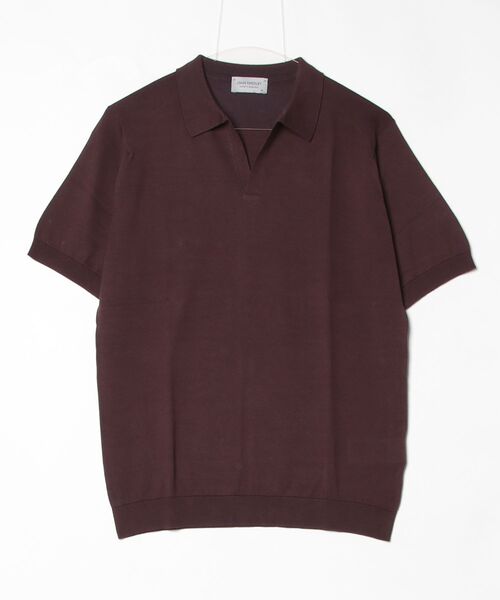 JOHN SMEDLEY(ジョンスメドレー)の「JOHN SMEDLEY / SYRES コットン スキッパーポロシャツ(ポロシャツ・メンズ・ダークブラウン/インディゴブルー/オレンジ系その他6/ブラウン/ホワイト系その他2/ブルー系その他3・MEDIUM/LARGE/SMALL)」の4枚目の写真