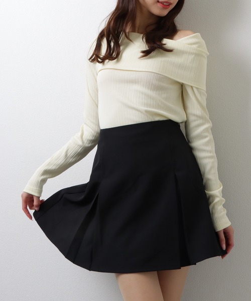 Lace Ladies（レースレディース）の「メロウフリル オフショルダー テレコ ニット トップス（Tシャツ/カットソー・レディース・アイボリー/ブラック・FREE）」の8枚目の写真