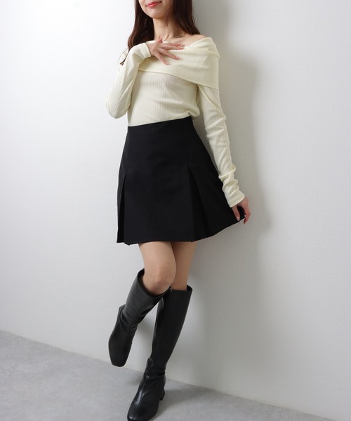 Lace Ladies（レースレディース）の「メロウフリル オフショルダー テレコ ニット トップス（Tシャツ/カットソー・レディース・アイボリー/ブラック・FREE）」の9枚目の写真