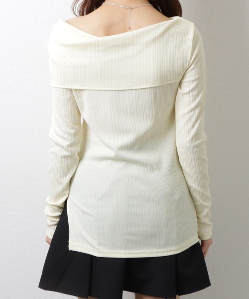 Lace Ladies（レースレディース）の「メロウフリル オフショルダー テレコ ニット トップス（Tシャツ/カットソー・レディース・アイボリー/ブラック・FREE）」の14枚目の写真