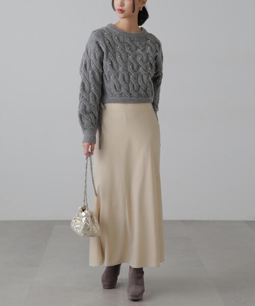 FREE'S MART（フリーズマート）の「【3サイズ展開XS-M】サテンフレアスカート【低身長サイズ有】（スカート・レディース・イエロー/ベージュ/ブラック/ピンク・X-SMALL/MEDIUM/SMALL）」の11枚目の写真