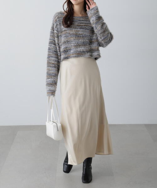 FREE'S MART（フリーズマート）の「【3サイズ展開XS-M】サテンフレアスカート【低身長サイズ有】（スカート・レディース・イエロー/ベージュ/ブラック/ピンク・X-SMALL/MEDIUM/SMALL）」の14枚目の写真