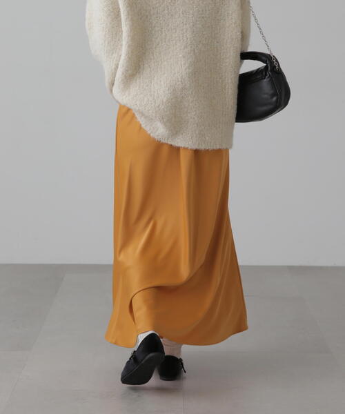 FREE'S MART（フリーズマート）の「【3サイズ展開XS-M】サテンフレアスカート【低身長サイズ有】（スカート・レディース・イエロー/ベージュ/ブラック/ピンク・X-SMALL/MEDIUM/SMALL）」の19枚目の写真