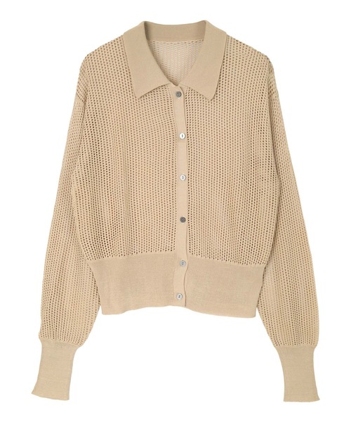 SINSS メッシュポロニットカーディガン S ポロシャツ Mesh knit polo