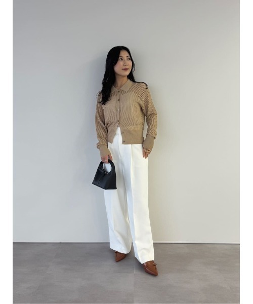 AURALEE ニットカーディガン ニットポロ　ベージュ ADAM ET ROPÉ FEMME(アダム エ ロペ ファム) / 【公式サイト限定