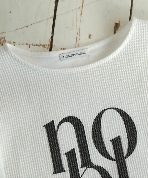 NOMBRE IMPAIR（ノンブルアンペール）の「JQ布帛カットコンビ　8分袖ロゴP/O（Tシャツ/カットソー・レディース・ホワイト/キナリ・FREE）」の21枚目の写真