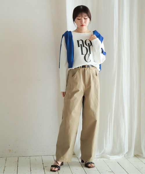 NOMBRE IMPAIR（ノンブルアンペール）の「JQ布帛カットコンビ　8分袖ロゴP/O（Tシャツ/カットソー・レディース・ホワイト/キナリ・FREE）」の7枚目の写真