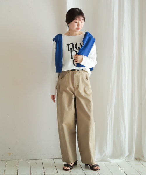 NOMBRE IMPAIR（ノンブルアンペール）の「JQ布帛カットコンビ　8分袖ロゴP/O（Tシャツ/カットソー・レディース・ホワイト/キナリ・FREE）」の9枚目の写真