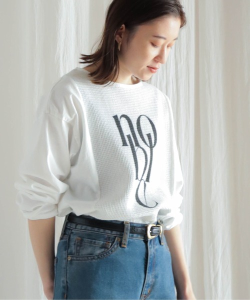 NOMBRE IMPAIR（ノンブルアンペール）の「JQ布帛カットコンビ　8分袖ロゴP/O（Tシャツ/カットソー・レディース・ホワイト/キナリ・FREE）」の6枚目の写真