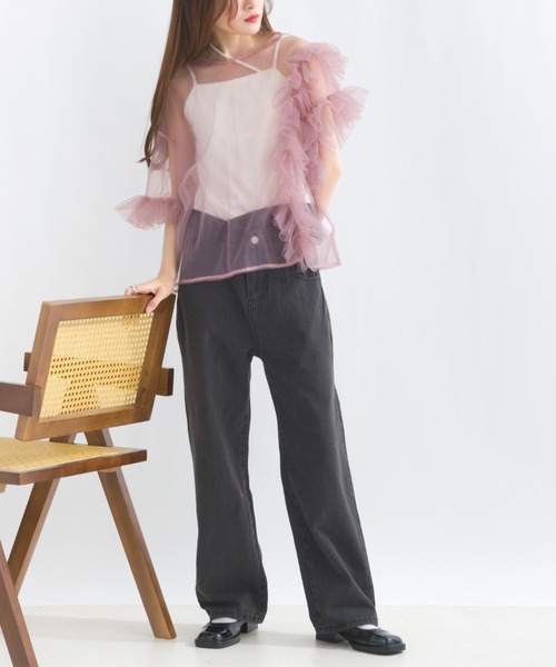 terrace(テラス)の「ダンチウエストデニムパンツ(デニムパンツ・レディース・ブルー/ブラック・MEDIUM)」の2枚目の写真