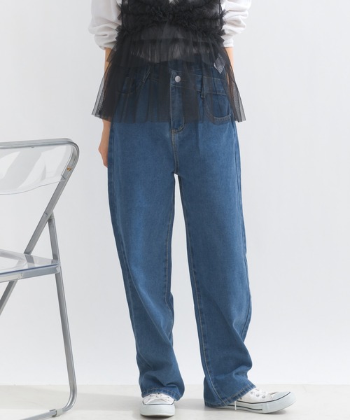 terrace(テラス)の「ダンチウエストデニムパンツ(デニムパンツ・レディース・ブルー/ブラック・MEDIUM)」の3枚目の写真