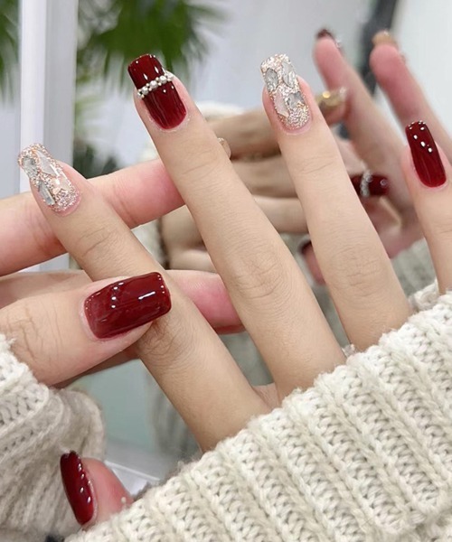 Doux Belle（ドゥーベル）の「簡単にネイルチップ ハンドネイルチップ ストーンネイル（ネイルシール/ネイルチップ・レディース・H/A/F/E/D/C/G/B/J/I・FREE）」の2枚目の写真