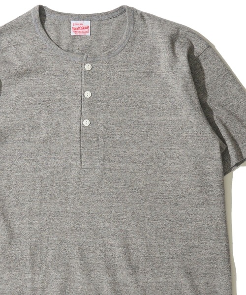 Healthknit(ヘルスニット)の「【Healthknit】TOMPKINS Jersey Henleyneck S/S / トンプキン ジャージー ヘンリーネックTシャツ(Tシャツ/カットソー・メンズ・ブラック/カーキ/オフホワイト/ミント/ヘザーグレー/ネイビー・MEDIUM/LARGE/X-LARGE)」の3枚目の写真