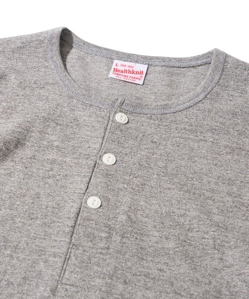 Healthknit(ヘルスニット)の「【Healthknit】TOMPKINS Jersey Henleyneck S/S / トンプキン ジャージー ヘンリーネックTシャツ(Tシャツ/カットソー・メンズ・ブラック/カーキ/オフホワイト/ミント/ヘザーグレー/ネイビー・MEDIUM/LARGE/X-LARGE)」の11枚目の写真