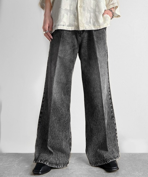 Classical Origin(クラシカルオリジン)の「「垢抜け確定。」ヴィンテージ加工ワイドバギーフレアデニムパンツ/Vintage Washed Wide Baggy Flare Denim(デニムパンツ・メンズ・ブラック/ブラック系1/インディゴブルー・SMALL/MEDIUM/LARGE)」の14枚目の写真