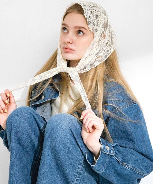 URBAN RESEARCH Sonny Label（アーバンリサーチサニーレーベル）の「チュールエンブロイダリーストール（ストール/ショール・レディース・ブラック/オフホワイト・ONE）」の2枚目の写真
