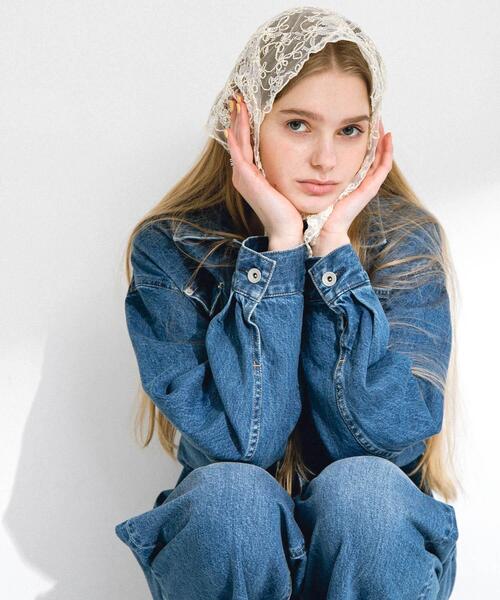 URBAN RESEARCH Sonny Label（アーバンリサーチサニーレーベル）の「チュールエンブロイダリーストール（ストール/ショール・レディース・ブラック/オフホワイト・ONE）」の5枚目の写真