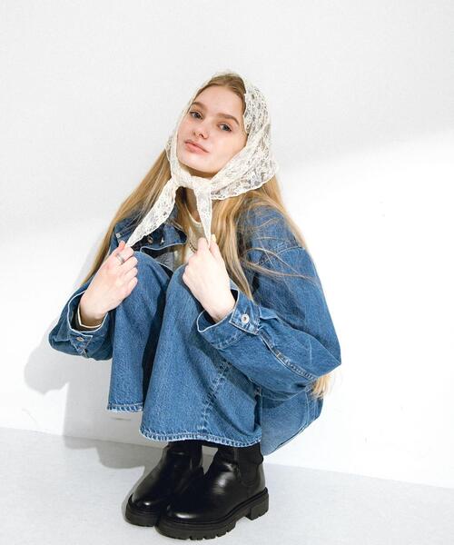 URBAN RESEARCH Sonny Label（アーバンリサーチサニーレーベル）の「チュールエンブロイダリーストール（ストール/ショール・レディース・ブラック/オフホワイト・ONE）」の6枚目の写真