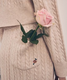 VIS | 【DILIGENCEPARLOUR】VIS別注モデルローズ刺繍ポロケーブルニットスカート【セットアップ対応】(スカート)