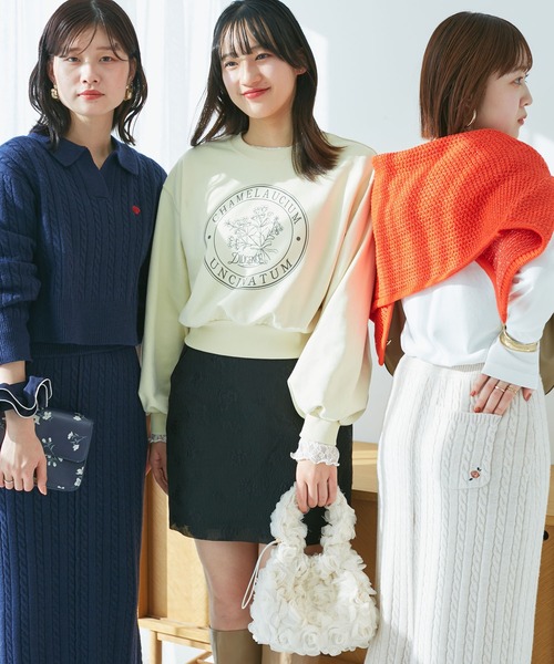 VIS(ビス)の「【DILIGENCE PARLOUR】VIS別注モデルローズ刺繍ポロケーブルニットスカート【セットアップ対応】(スカート・レディース・ネイビー/ベージュ系その他・FREE)」の22枚目の写真