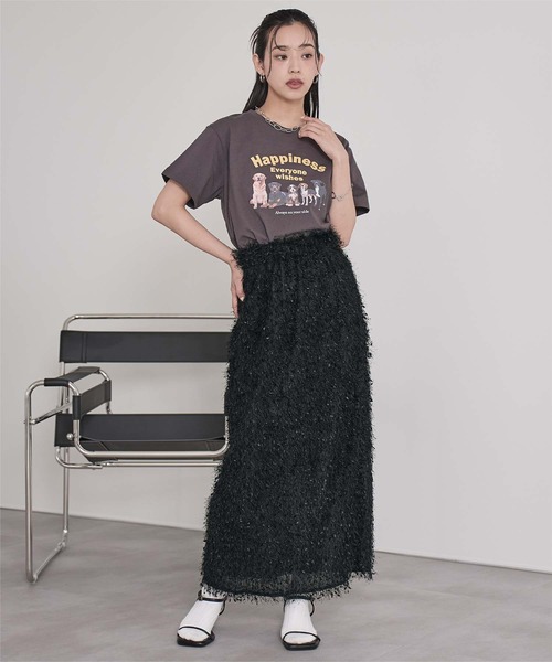 miette(ミエット)の「フリンジIラインスカート(スカート・レディース・ブラック/オフホワイト・FREE)」の13枚目の写真