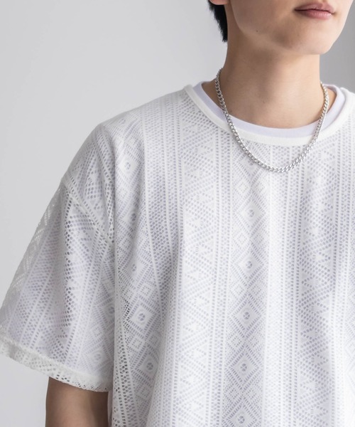 NOBLE PRODUCT(ノーブルプロダクツ)の「NOBLE PRODUCT レースアンサンブルTシャツ アクセサリー付き(Tシャツ/カットソー・メンズ・アイボリー系/ブラック系・M/L)」の8枚目の写真