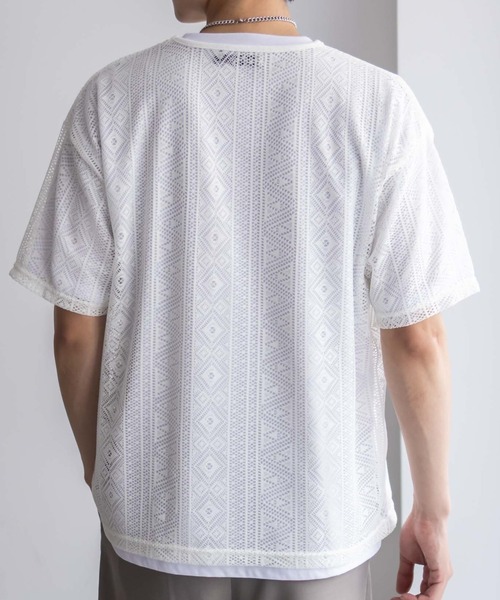 NOBLE PRODUCT(ノーブルプロダクツ)の「NOBLE PRODUCT レースアンサンブルTシャツ アクセサリー付き(Tシャツ/カットソー・メンズ・アイボリー系/ブラック系・M/L)」の5枚目の写真