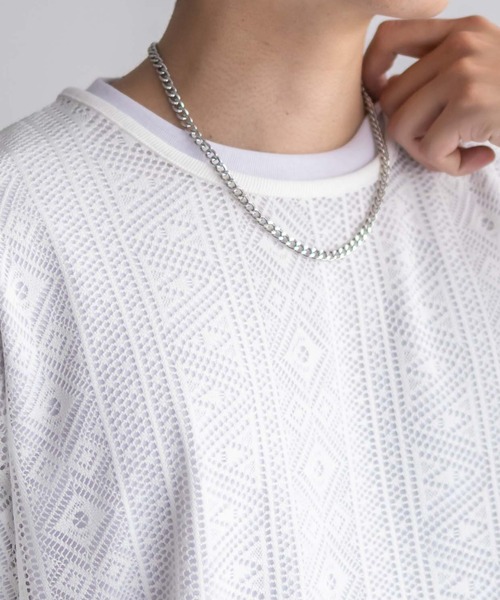 NOBLE PRODUCT(ノーブルプロダクツ)の「NOBLE PRODUCT レースアンサンブルTシャツ アクセサリー付き(Tシャツ/カットソー・メンズ・アイボリー系/ブラック系・M/L)」の4枚目の写真