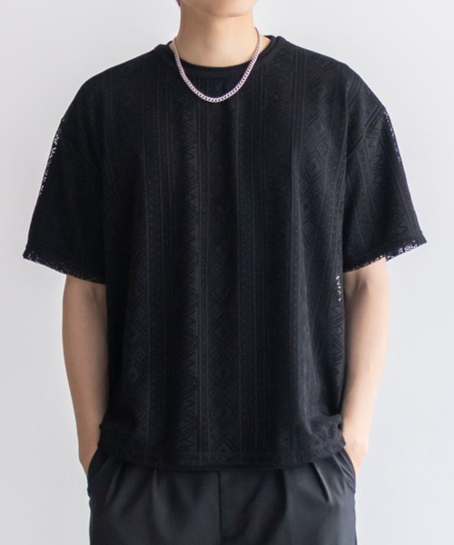 NOBLE PRODUCT(ノーブルプロダクツ)の「NOBLE PRODUCT レースアンサンブルTシャツ アクセサリー付き(Tシャツ/カットソー・メンズ・アイボリー系/ブラック系・M/L)」の14枚目の写真