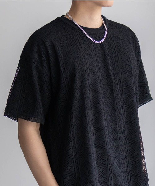 NOBLE PRODUCT(ノーブルプロダクツ)の「NOBLE PRODUCT レースアンサンブルTシャツ アクセサリー付き(Tシャツ/カットソー・メンズ・アイボリー系/ブラック系・M/L)」の13枚目の写真
