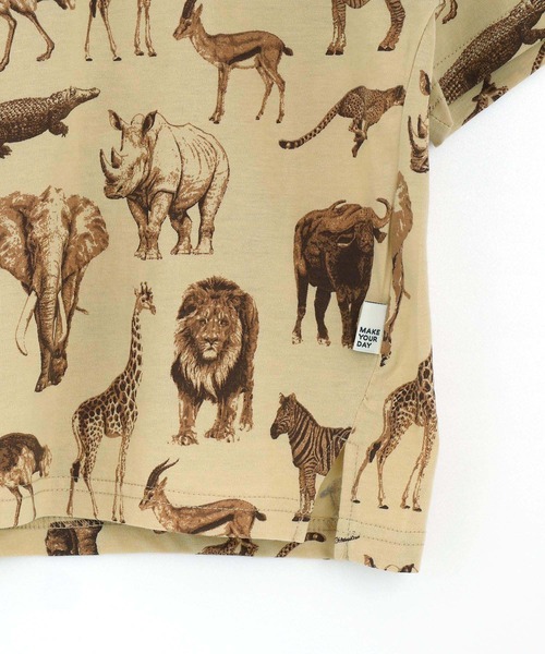 MAKE YOUR DAY(メイクユアデイ)の「リアルアニマル総柄半袖Tシャツ■80~140cm(Tシャツ/カットソー・キッズ・オフホワイト/ベージュ・130/80/120/110/100/90/140)」の8枚目の写真