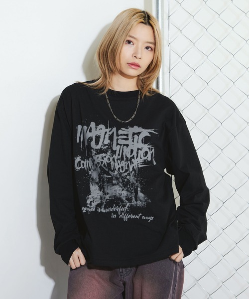 MSG(エムエスジー)の「Buyer's Select/ヴィンテージライクプリントロングスリーブTシャツ ラグラン/セットインスリーブ(Tシャツ/カットソー・メンズ・ブラック系/ブラウン系/ブラック・L/M)」の4枚目の写真