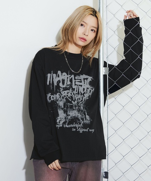 MSG(エムエスジー)の「Buyer's Select/ヴィンテージライクプリントロングスリーブTシャツ ラグラン/セットインスリーブ(Tシャツ/カットソー・メンズ・ブラック系/ブラウン系/ブラック・L/M)」の6枚目の写真