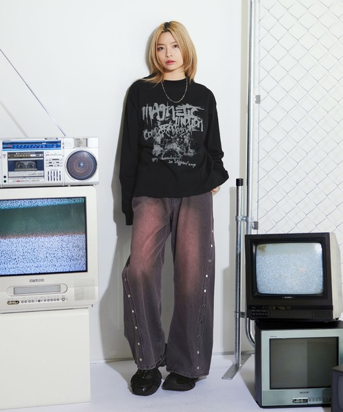 MSG(エムエスジー)の「Buyer's Select/ヴィンテージライクプリントロングスリーブTシャツ ラグラン/セットインスリーブ(Tシャツ/カットソー・メンズ・ブラック系/ブラウン系/ブラック・L/M)」の8枚目の写真
