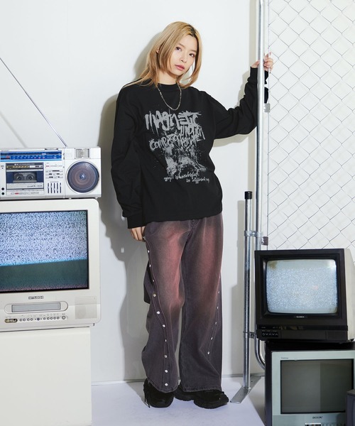 MSG(エムエスジー)の「Buyer's Select/ヴィンテージライクプリントロングスリーブTシャツ ラグラン/セットインスリーブ(Tシャツ/カットソー・メンズ・ブラック系/ブラウン系/ブラック・L/M)」の9枚目の写真