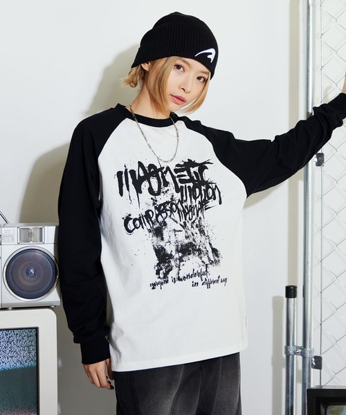 MSG(エムエスジー)の「Buyer's Select/ヴィンテージライクプリントロングスリーブTシャツ ラグラン/セットインスリーブ(Tシャツ/カットソー・メンズ・ブラック系/ブラウン系/ブラック・L/M)」の11枚目の写真