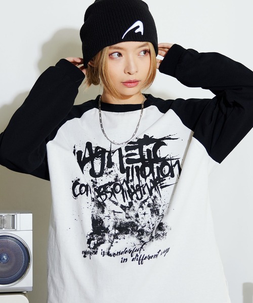 MSG(エムエスジー)の「Buyer's Select/ヴィンテージライクプリントロングスリーブTシャツ ラグラン/セットインスリーブ(Tシャツ/カットソー・メンズ・ブラック系/ブラウン系/ブラック・L/M)」の12枚目の写真