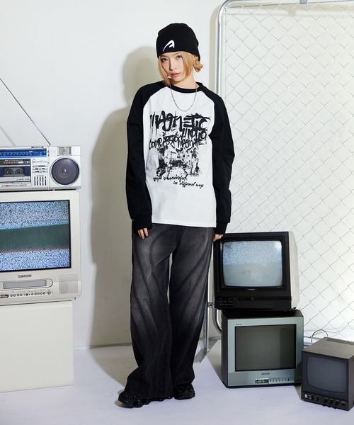 MSG(エムエスジー)の「Buyer's Select/ヴィンテージライクプリントロングスリーブTシャツ ラグラン/セットインスリーブ(Tシャツ/カットソー・メンズ・ブラック系/ブラウン系/ブラック・L/M)」の15枚目の写真