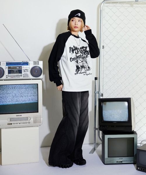 MSG(エムエスジー)の「Buyer's Select/ヴィンテージライクプリントロングスリーブTシャツ ラグラン/セットインスリーブ(Tシャツ/カットソー・メンズ・ブラック系/ブラウン系/ブラック・L/M)」の16枚目の写真