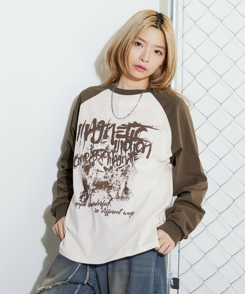 MSG(エムエスジー)の「Buyer's Select/ヴィンテージライクプリントロングスリーブTシャツ ラグラン/セットインスリーブ(Tシャツ/カットソー・メンズ・ブラック系/ブラウン系/ブラック・L/M)」の20枚目の写真