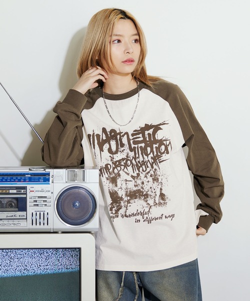 MSG(エムエスジー)の「Buyer's Select/ヴィンテージライクプリントロングスリーブTシャツ ラグラン/セットインスリーブ(Tシャツ/カットソー・メンズ・ブラック系/ブラウン系/ブラック・L/M)」の21枚目の写真