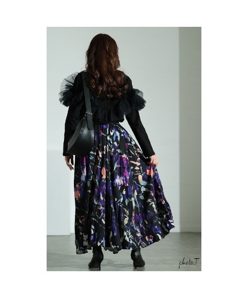 Sawa a la mode（サワアラモード）の「スプラッシュ柄フレアスカート（スカート・レディース・パープル・FREE）」の3枚目の写真