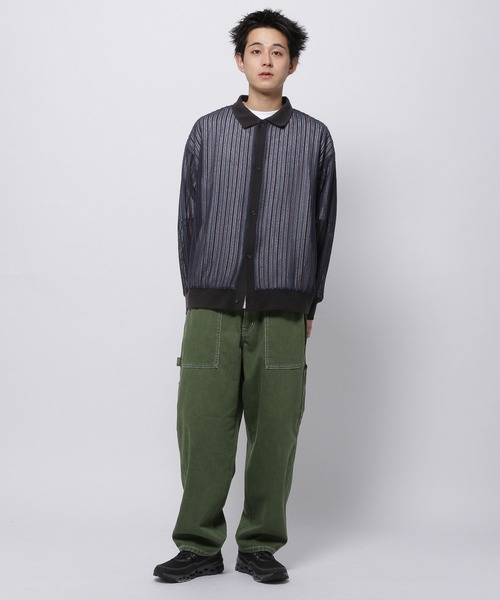 niko and...（ニコアンド）の「透かしストライプポロカーディガン（カーディガン/ボレロ・メンズ・チャコール/アイボリー/ライトブルー・MEDIUM/LARGE）」の4枚目の写真