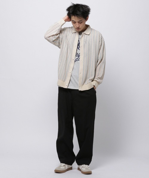 niko and...（ニコアンド）の「透かしストライプポロカーディガン（カーディガン/ボレロ・メンズ・チャコール/アイボリー/ライトブルー・MEDIUM/LARGE）」の7枚目の写真