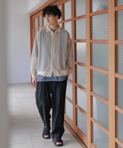 niko and...（ニコアンド）の「透かしストライプポロカーディガン（カーディガン/ボレロ・メンズ・チャコール/アイボリー/ライトブルー・MEDIUM/LARGE）」の22枚目の写真