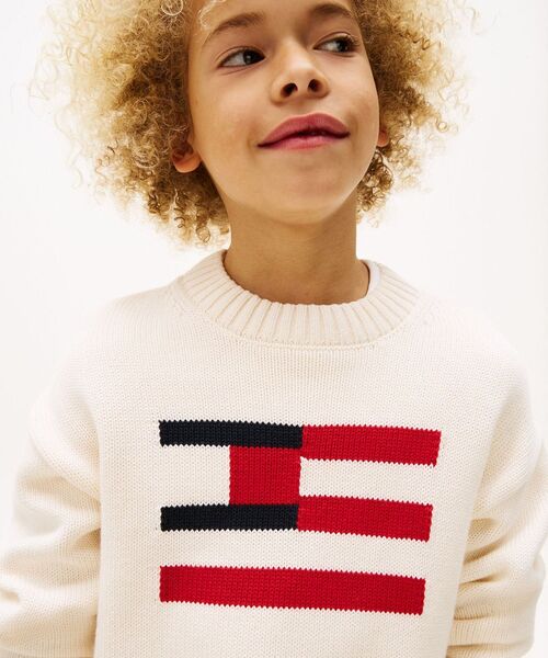 TOMMY HILFIGER(トミーヒルフィガー)の「BOYS フラッグセーター(ニット/セーター・キッズ・ホワイト・130cm/140cm/150cm/160cm)」の2枚目の写真