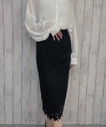 《総レース×タイトシルエット》レディース ナロースカート ロング丈 体型カバー 春夏秋冬