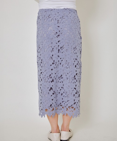 GORGE(ゴージ)の「《総レース×タイトシルエット》レディース ナロースカート ロング丈 体型カバー 春夏秋冬(スカート・レディース・ブラック/アイボリー/ブルー・F)」の6枚目の写真